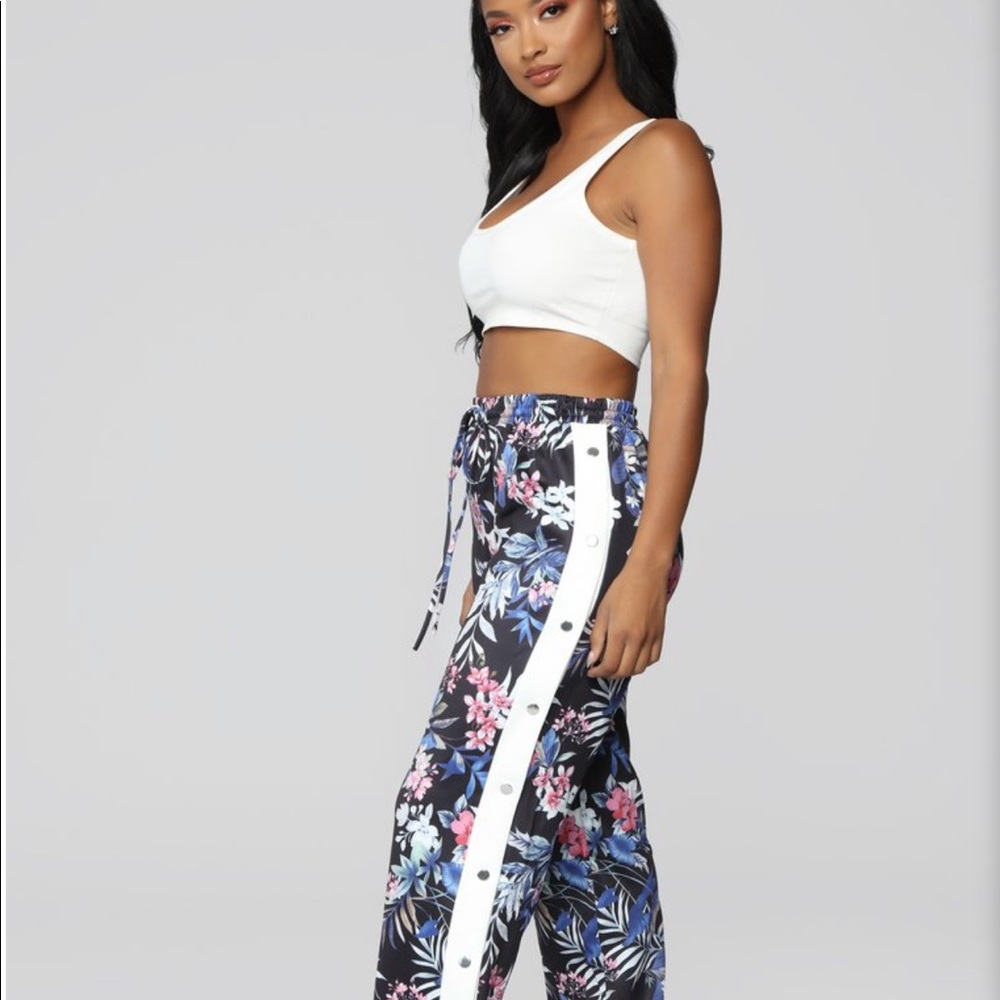 Fashion Nova floral snap track jogger pants